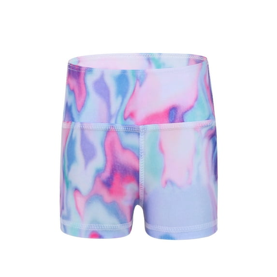 renvena Kids Girls Tie Dye Gymnastics Dance Tumbling Athletic Shorts Gym Yoga Running Workout Booty Shorts