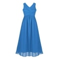 thumbnail image 1 of renvena Kids Girls V-neckline Chiffon Pleated Flower Dress Wedding Maxi Gown, 1 of 7