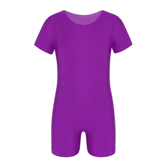renvena Kids Gymnastics Dance Unitard Shorts Spandex Athletic Wear Leotard Biketard