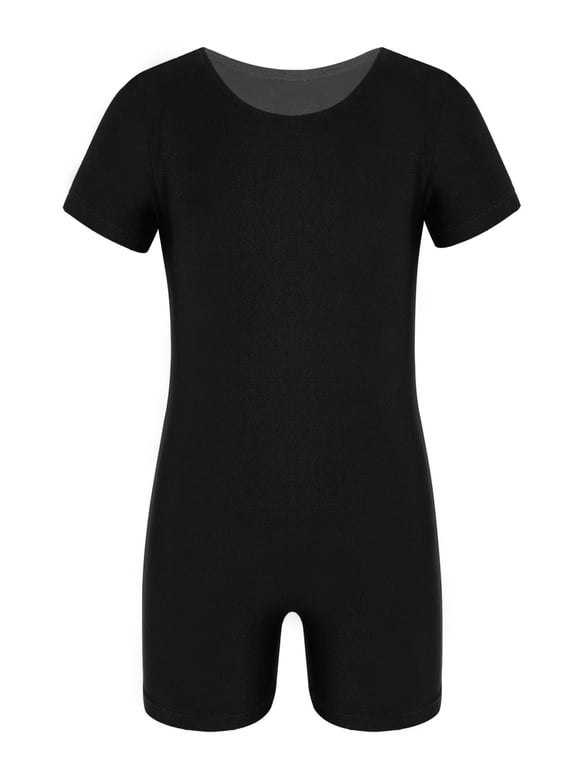 Kids Gymnastics Dance Unitard Shorts Spandex Athletic Wear Leotard Biketard