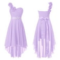 thumbnail image 1 of renvena Kids High Low Flower Girls Dress One Shoulder Sparkly Rhinestone Chiffon Bridesmaid Wedding Party Gown, 1 of 7