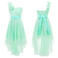 thumbnail image 1 of renvena Kids High Low Flower Girls Dress One Shoulder Sparkly Rhinestone Chiffon Bridesmaid Wedding Party Gown, 1 of 7