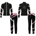 thumbnail image 1 of renvena Kids Ice Skating Jacket with Figure Skating Leggings Girls Zipper Outwear and Dance Pants Set Size 6-16 Pink 12, 1 of 7
