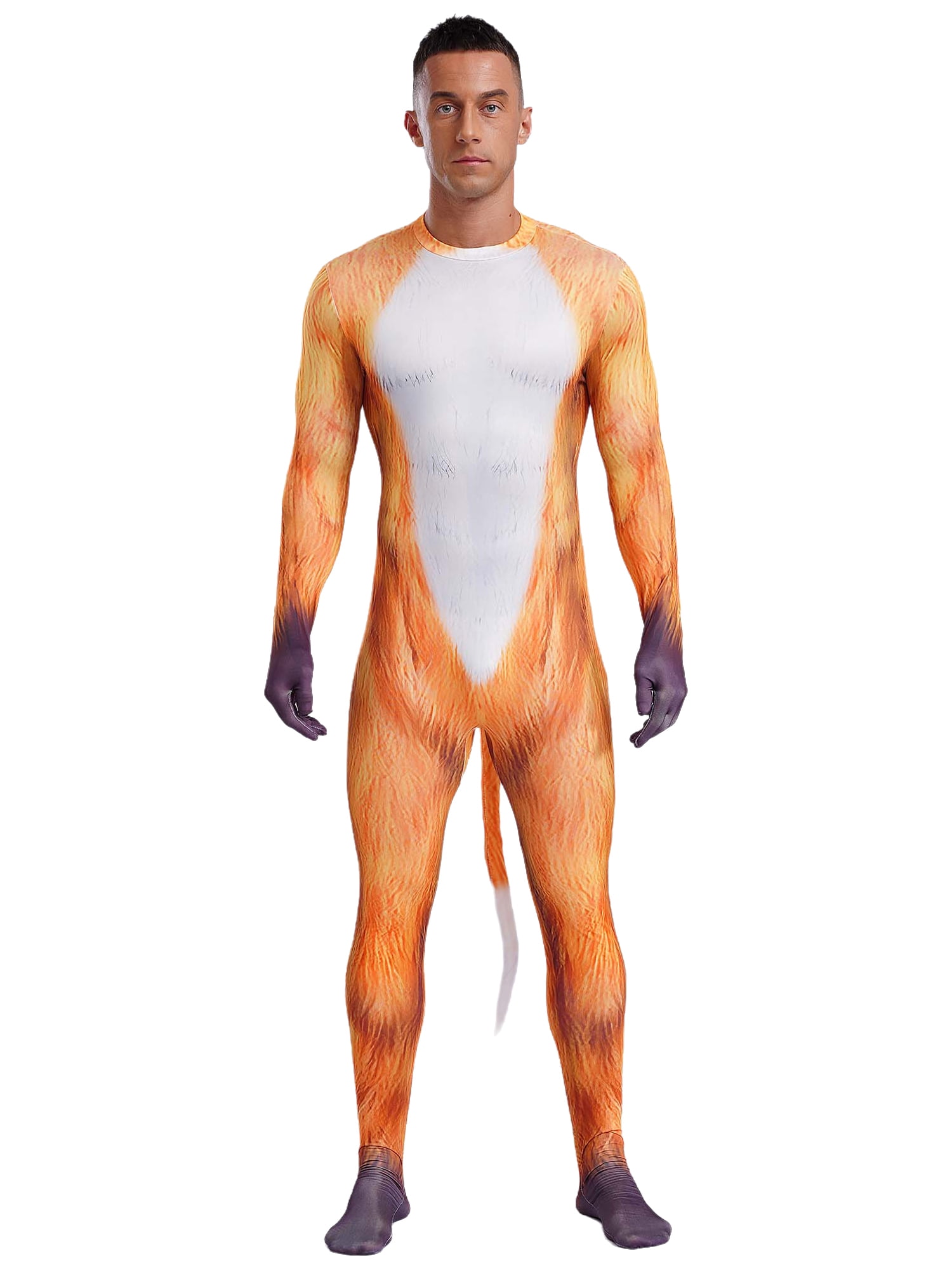 renvena Men Animal Cosplay Bodysuit Adult Full Body Jumpsuit Gloved ...