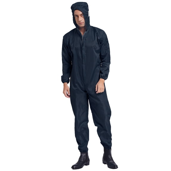 renvena Men's Anti-static Coverall Suit with Zip Front Opening Reusable Workwear Full Body Suits Navy Blue XXL