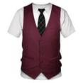 thumbnail image 1 of renvena Mens 3D Printed Vest & Tie Tuxedo T Shirt Round Neck Short Sleeve Tux Shirt, 1 of 4