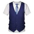 thumbnail image 1 of renvena Mens 3D Printed Vest & Tie Tuxedo T Shirt Round Neck Short Sleeve Tux Shirt, 1 of 4