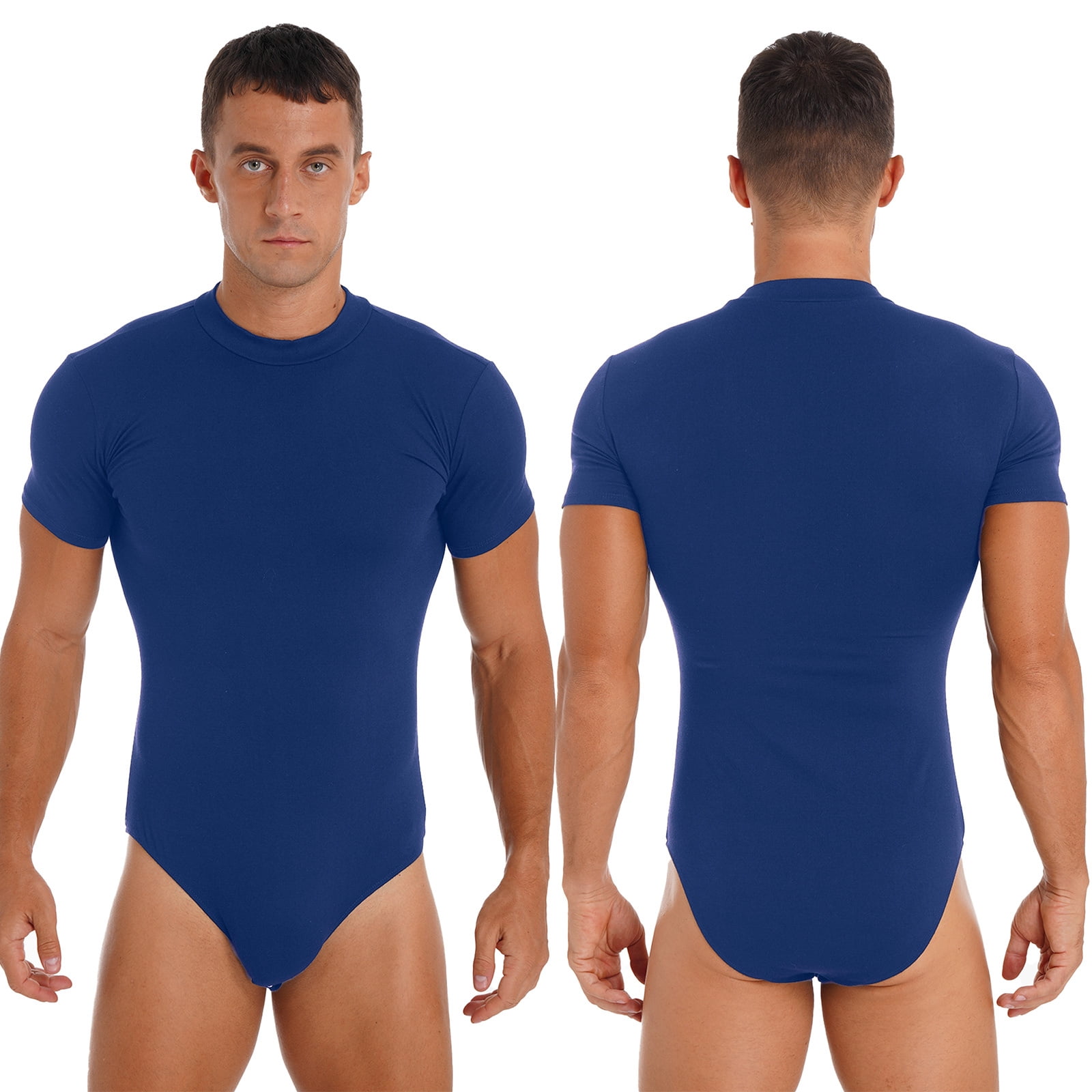 renvena Mens Crew Neck Short Sleeve Leotard Undershirt Press