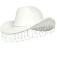 thumbnail image 1 of renvena Western Cowboy Hat Rhinestone Fringe Cowgirl Hat Glitter Bling Diamond for Men Women Cosplay Party Costume White One Size, 1 of 7