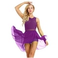 thumbnail image 1 of renvena Women Lyrical Modern Contemporary Dance Ballet Skirted Leotards Chiffon High Low Dress Purple XS, 1 of 7