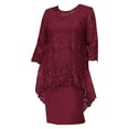 thumbnail image 1 of renvena Women Mother of The Bride Dresses Plus Size Elegant Evening Formal Dress with Lace Cover up Set Size S-8XL Burgundy XL, 1 of 2