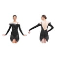 thumbnail image 1 of renvena Women Ruched Detail Lyrical Dress Irregular Mesh Hem Ballet Tulle Skirt Leotard Figure Skating Dress Black S, 1 of 7