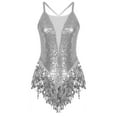 thumbnail image 1 of renvena Women Sequin Mesh Patchwork Camisole Ballet Leotard Crisscross Back Tassel Dancewear, 1 of 7