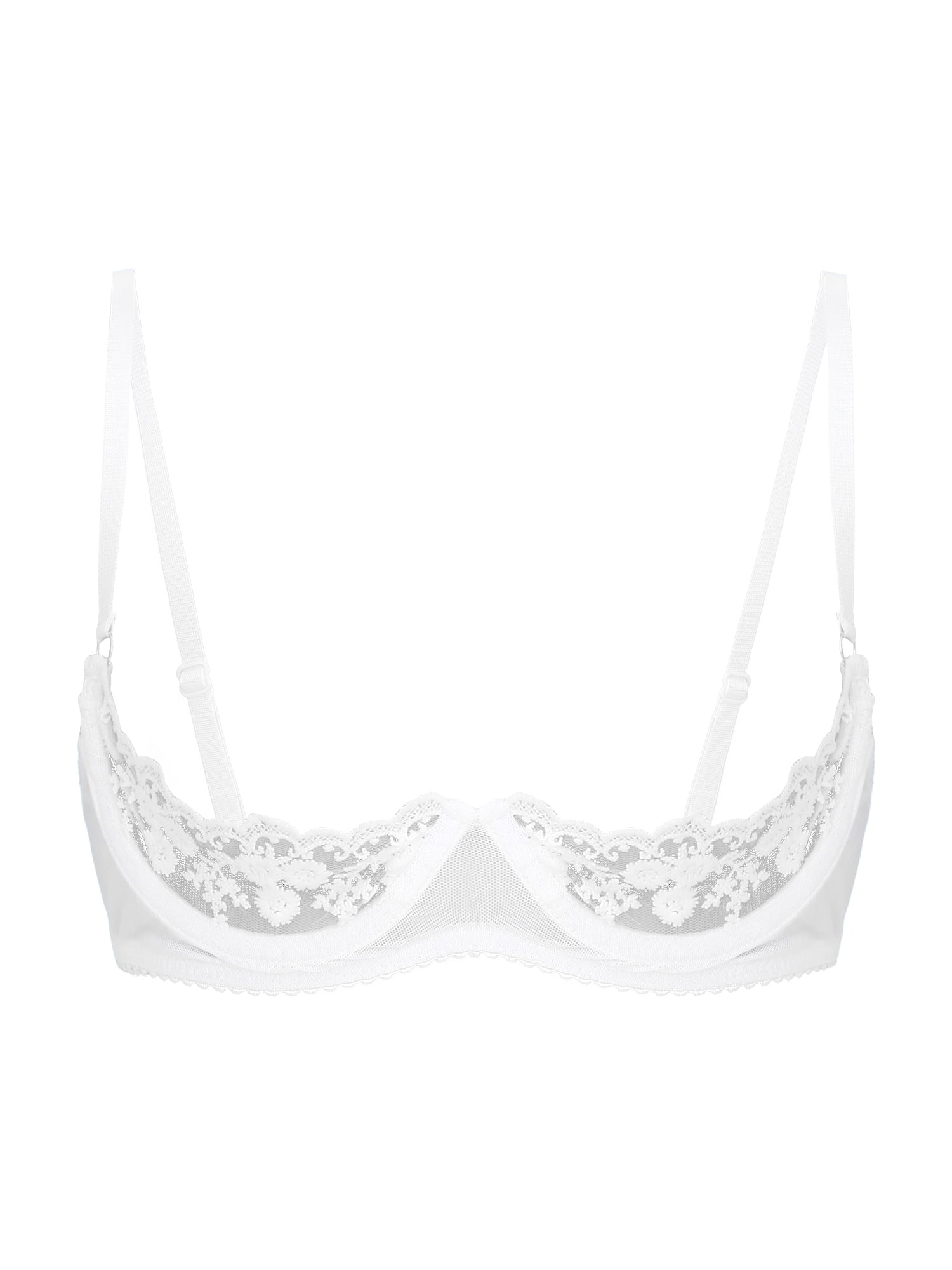 renvena Women's 1/4 Cup Lace Bra Mesh Underwired Unlined