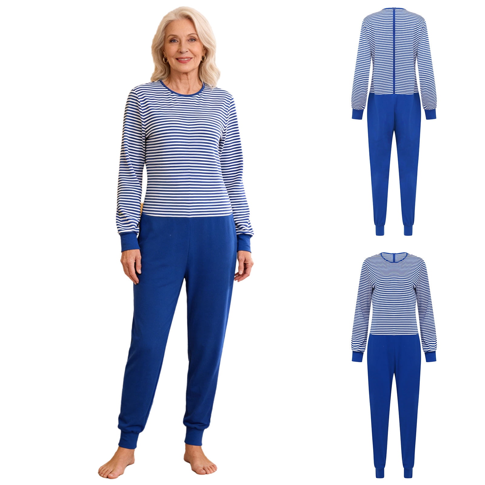 renvena Womens Alzheimers Care Bodysuit Striped Long Sleeve Jumpsuit ...