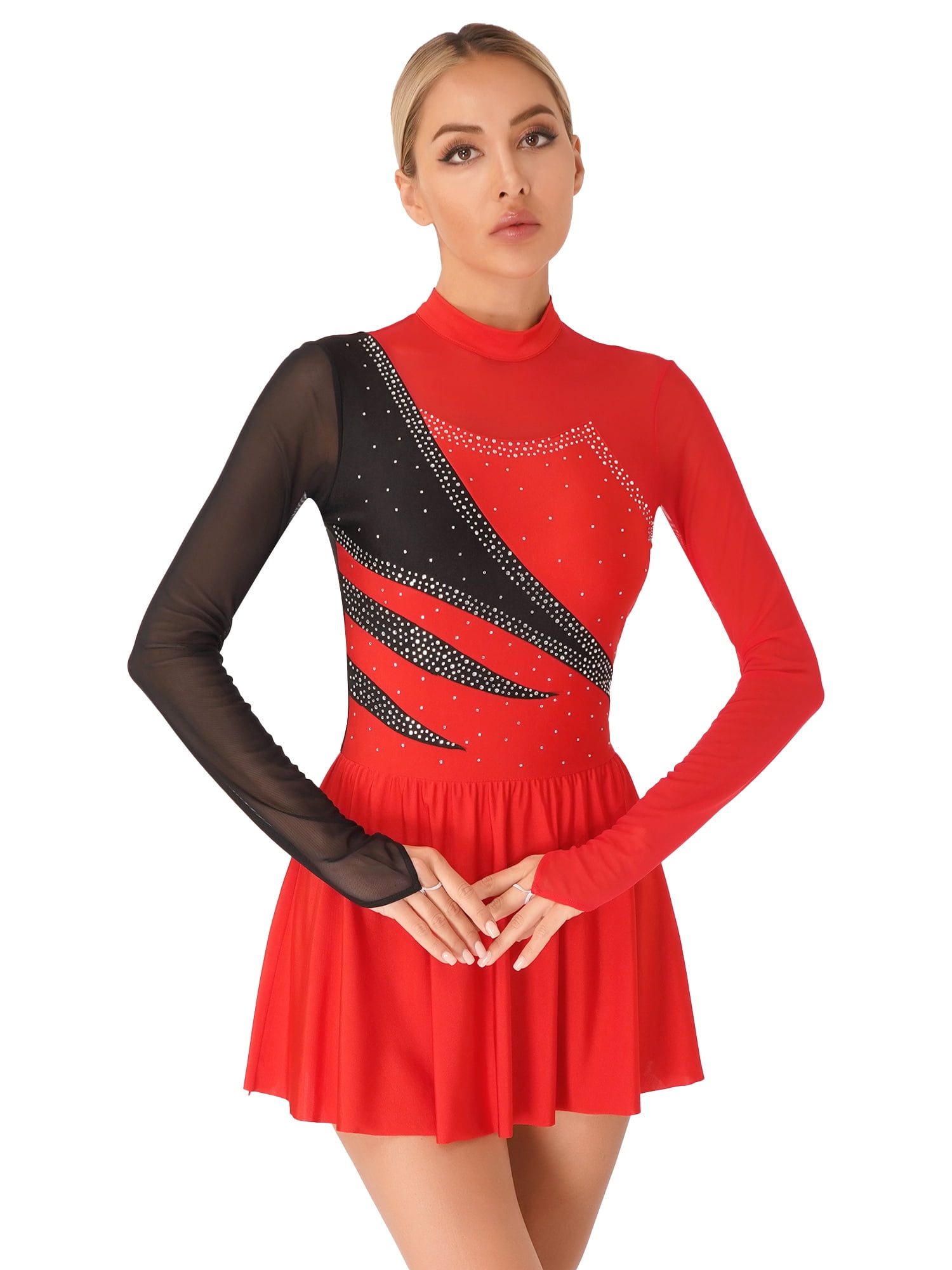 Custom Figure Skating Dress: Black & Blue Ombre Rhinestone Costume