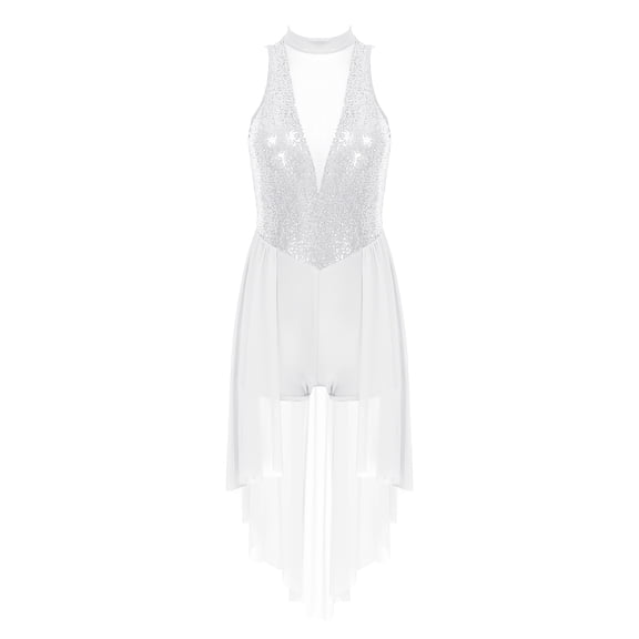 renvena Womens Leotard  Ballet Lyrical Dance Bodysuit Sleeveless Skirted Leotard Dancewear