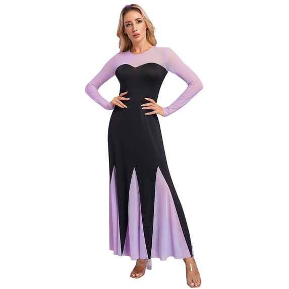renvena Womens Sea Witch Long Sleeve Sweetheart Maxi Dress Halloween Mermaid Cosplay Costumes Size S-4XL Black M