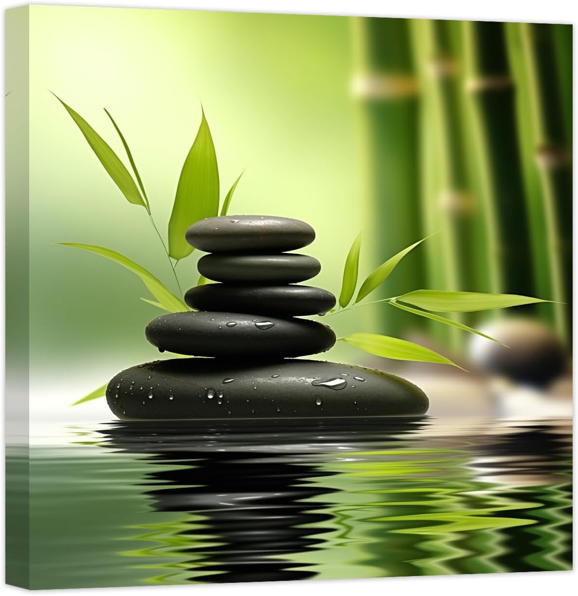 reree Green Zen Wall Art Stone Spa Pictures Bamboo Zen Bathroom Canvas ...
