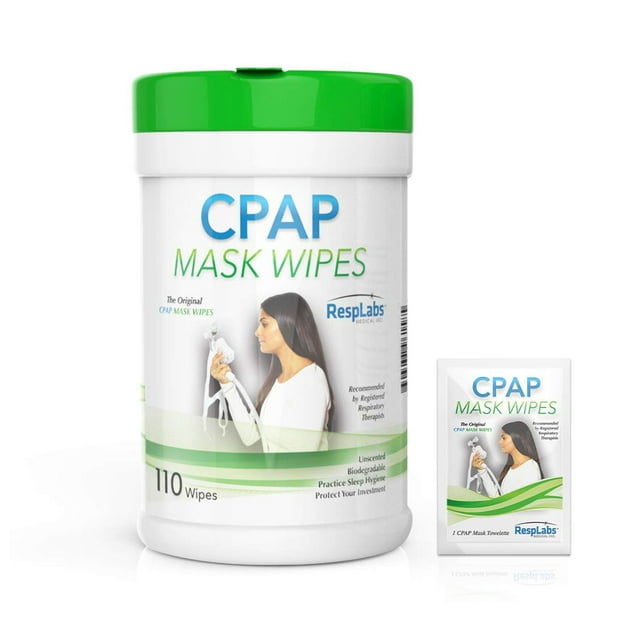 resplabs CPAP Mask Cleaning Wipes Unscented, AlcoholFree Cleaner for