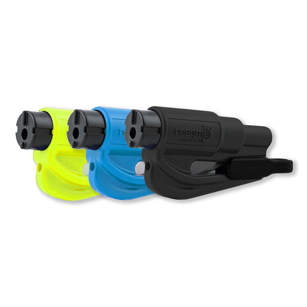 resqme Car Escape Tool Original Seat belt Cutter and Window Breaker, Blue, Yellow, Black, Pack of 3, 0.16 lbs