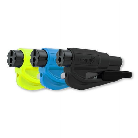 resqme Car Escape Tool Original Seatbelt Cutter and Window Breaker, Blue, Yellow, Black, Pack of 3