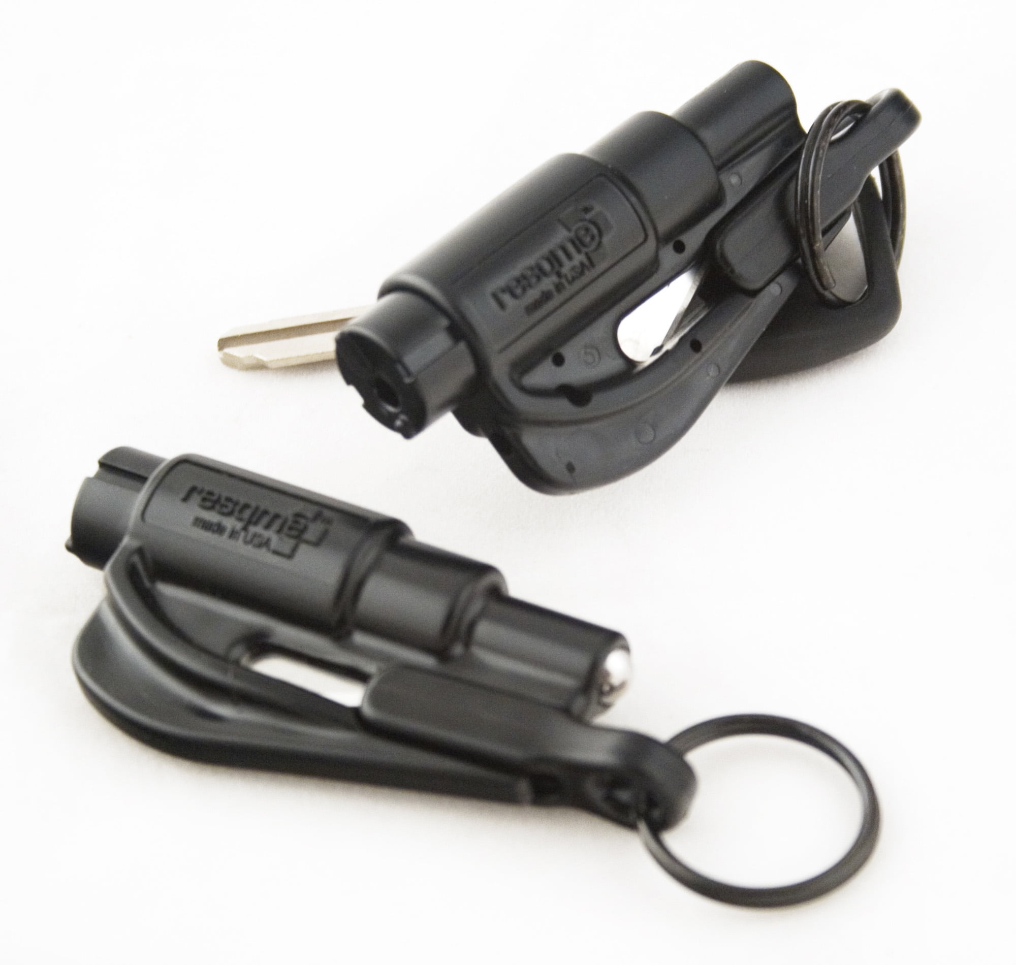 resqme Original Emergency Keychain Car Escape Tool, 2-in-1 Seatbelt Cutter  and Window Breaker, Black, Pack of 2