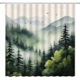 thumbnail image 1 of rest Shower Curtain Watercolor Foggy Green Pine Tree Mountain Rustic Nature Scenery Fabric Bathroom Decor Set with Hooks,(70" Wx84 H), 1 of 3