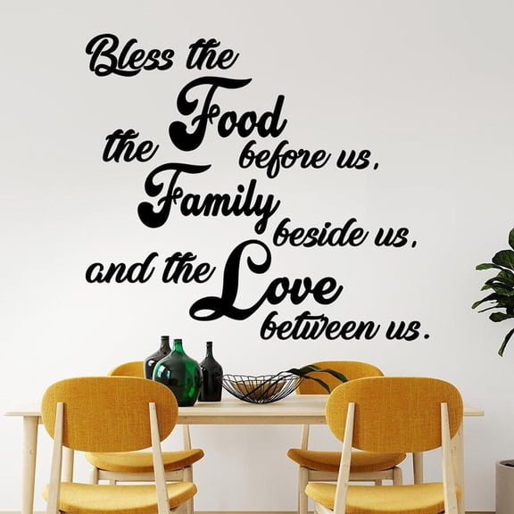 restaurant Quote wall decal Bless the food before us family beside us prayer Wall Sticker for kitchen Dining room decor 42x37cm