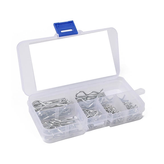retaining pin Clips Cotter Pins 100pcs R Clips Hitch Pin Clip Assortment Kits 6 Size Carbon Steel R Pin for Threaded Connection and Anti Loosening Cars, Machinery, Garages, Workshops, Power