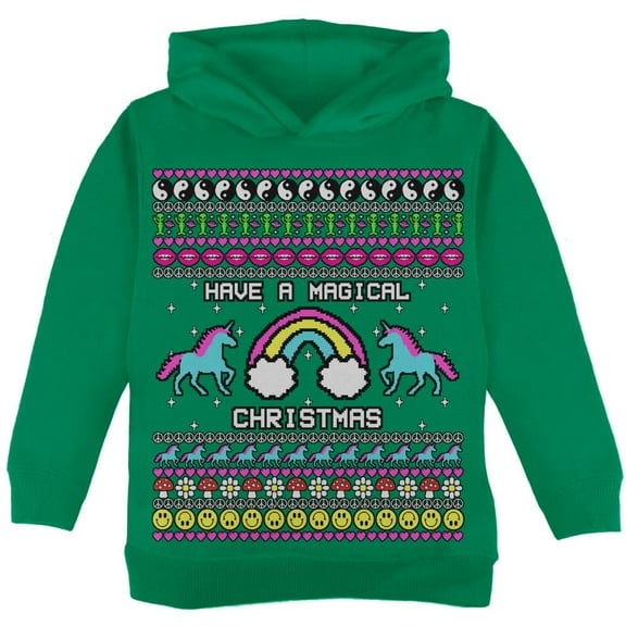 retro 90s rainbow unicorn magical ugly christmas sweater toddler hoodie