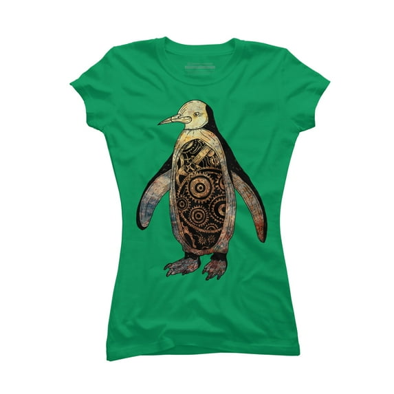 retro robo penguin Juniors Kelly Green Graphic Tee - Design By Humans L