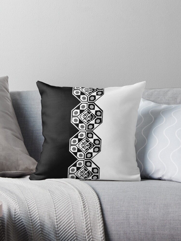retro white and black contrast crossstitch Throw Pillow Covers Cases