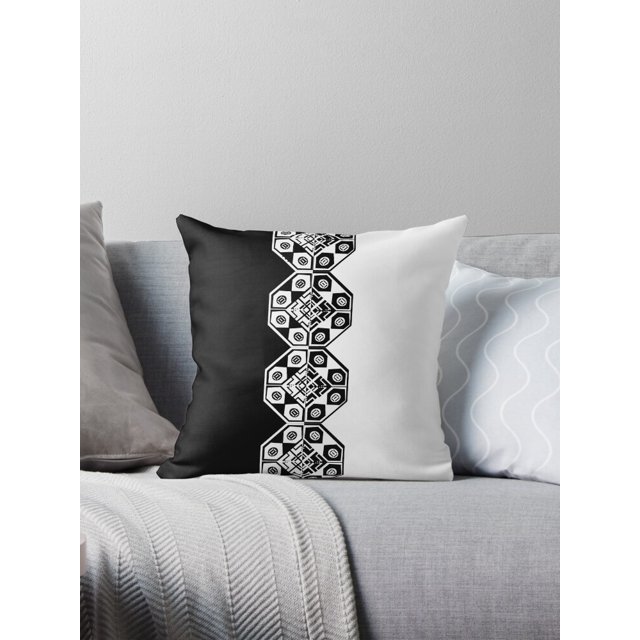 retro white and black contrast crossstitch Throw Pillow Covers Cases