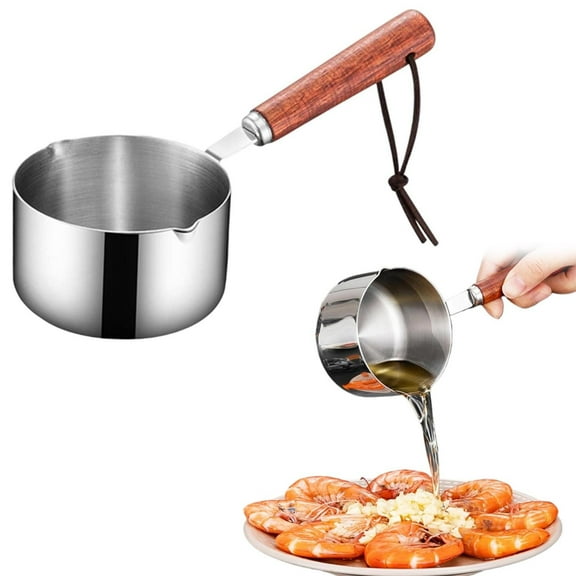 return pallets 304 stainless steel mini pot，coffee/milk warmer, mini sauce pan for coffee，Making Sauces Reheating Soup，ideal for seafood butter warmers-1x oil splash pan-A