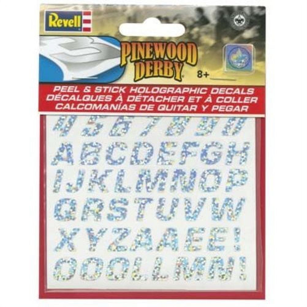 revell pinewood derby peel & stick holographic decal numbers/letters