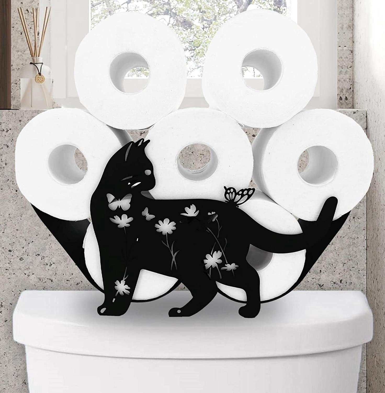 rfdxcui Butterfly Animal Paper Holders Black Metal Toilet Tissue Holder ...