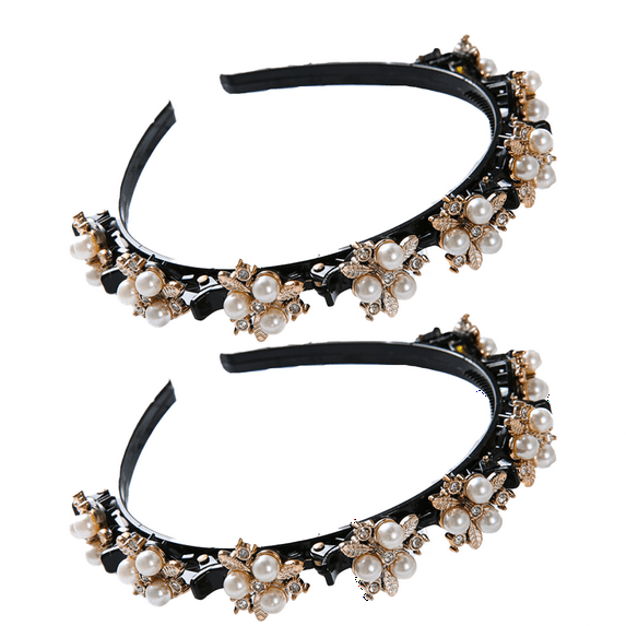 rhinestones double bangs hairstyle hairpin headband hair accessories , braided headbands with clips twist headbands
