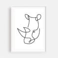 thumbnail image 1 of rhino one line - menace - Line Drawing Line Art Abstract Minimalist Modern Art Black and White Wildlife Animal White Framed Wall Art Print 16 x 24 inches, 1 of 3