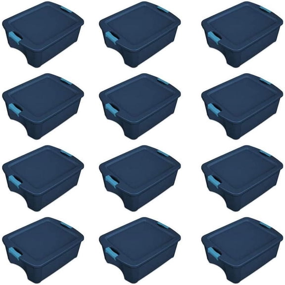 rianiq07 12 Gallon Latch and Carry Storage Tote, True Blue  14447406 12 Pack