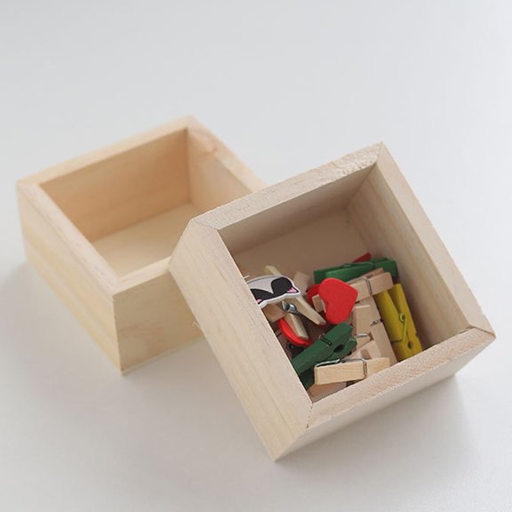 riaocot Primary Wooden Storage Box Rustic Square Versatile Mini Sundries Jewelry Boxes Household Supplies