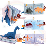 richgv Baby Books Soft Dinosaur Toys, Interactive 3D Soft Books Infant Early Education 0-12 Month Baby Toys