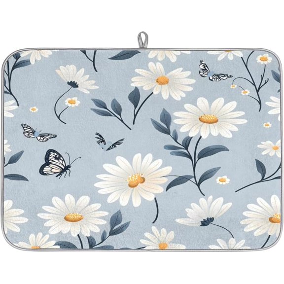 riloi Dish Drying Mat Cactus Sun Dish Drying Mats for Kitchen Counter Absorbent Kitchen Drying Mat Dish Rack Mat 18x24 inches