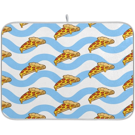 riloi Dish Drying Mat for Kitchen Counter Dish Drying Pad Dish Mat, Pizza Texture Drying Mat for Coffee Machine Dish Rack 16x18 inch