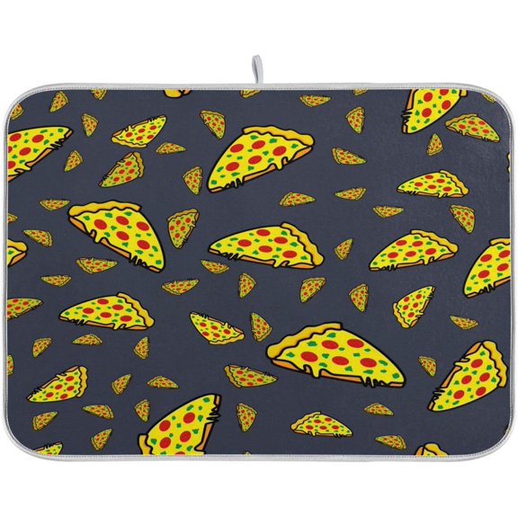 riloi Italian Pizza Tomatoes Dish Drying Mat for Kitchen Counter Decor 18x24 Inch Dish Drying Pad Flower Dish Drainer Rack Mats for Coffee Bar