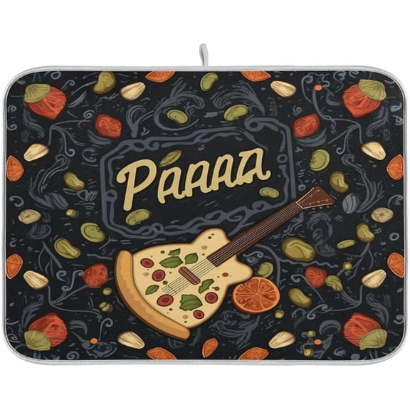 riloi Pizza Background Dish Drying Mat Microfiber Drying Pad for Kitchen Counter Absorbent Mat Drying Pad Sink Mat 16 x 18 Inch