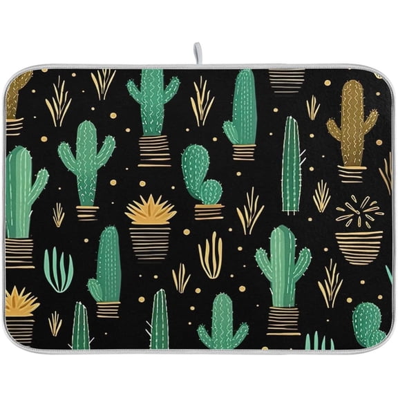 riloi Succulents Flower Cactus Colorful Dish Drying Mat for Kitchen Counter Super Absorbent Draining Mat with Non-slip Backed Dish Drying Pad for Countertops Dish Bottles Cups Bowl