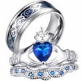 thumbnail image 1 of ringheart 2 Matching Rings His and Hers Ring Couple Rings Claddagh Ring Wedding Ring Sets for Him and Her Womens Ring Sets Men Wedding Band, 1 of 6