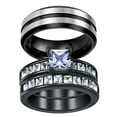 thumbnail image 1 of ringheart Black Matching Rings His Her Ring Sets Couple Rings AAA CZ Women Wedding Ring Sets for Him and Her Men and Women Ring, 1 of 7