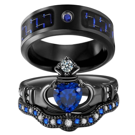 ringheart Matching Rings His Her Ring Sets Couple Rings Heart CZ Women Wedding Ring Sets Claddagh Ring
